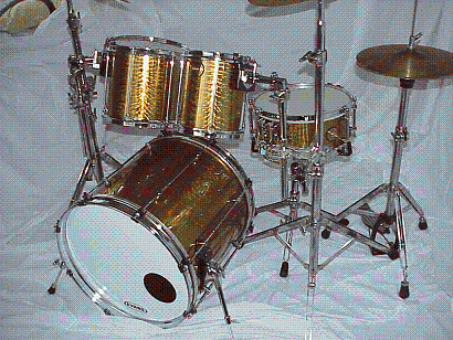 batteria drumset in ottone, bronzo e rame